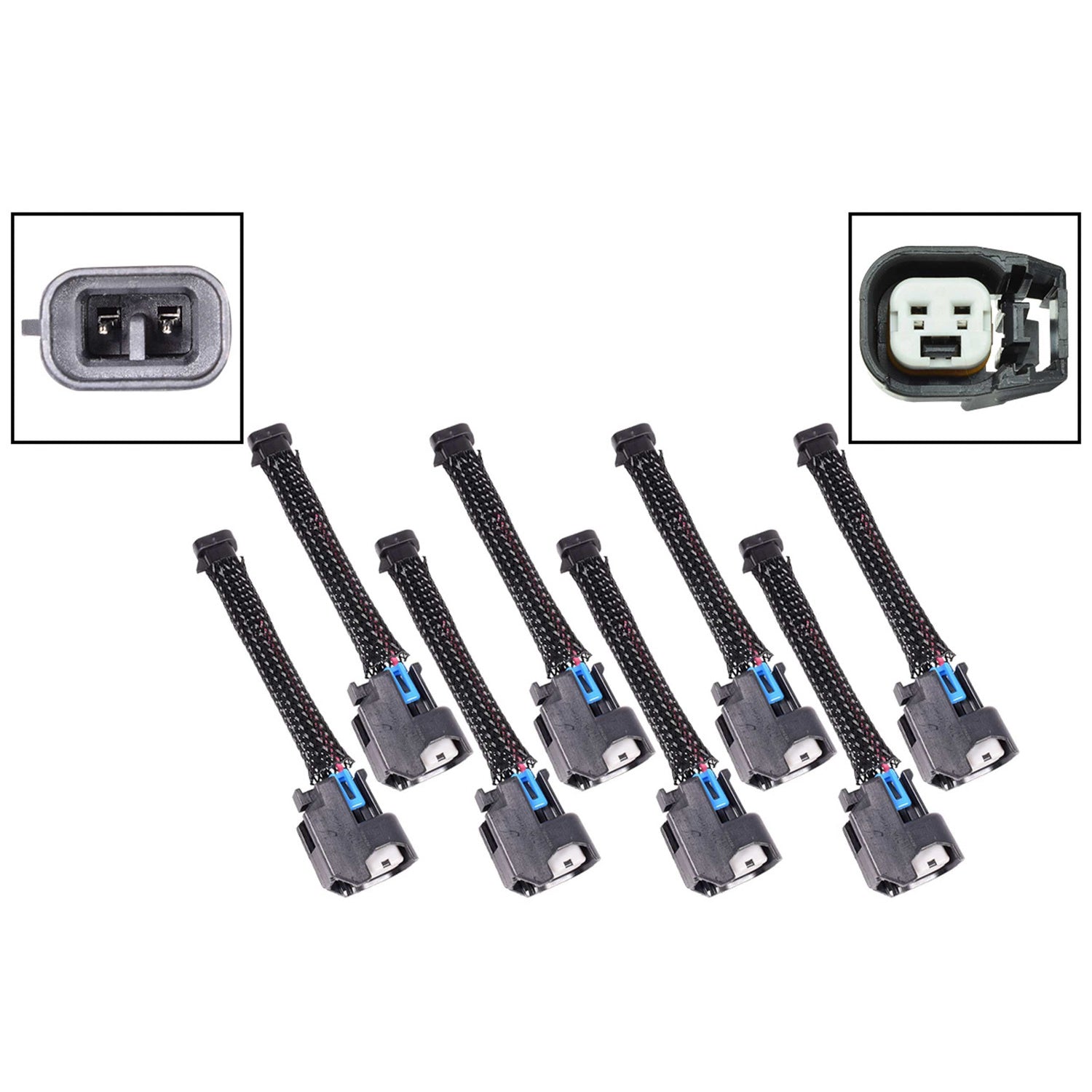 ICT Billet Mini Delphi Multec 2 to USCAR EV6 Fuel Injector Harness Adapter (Set of 8)