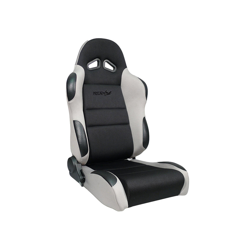 ProCar Sportsman Racing Seat - Left Side - Black Velour Inside - Gray Velour Wings and Bolsters