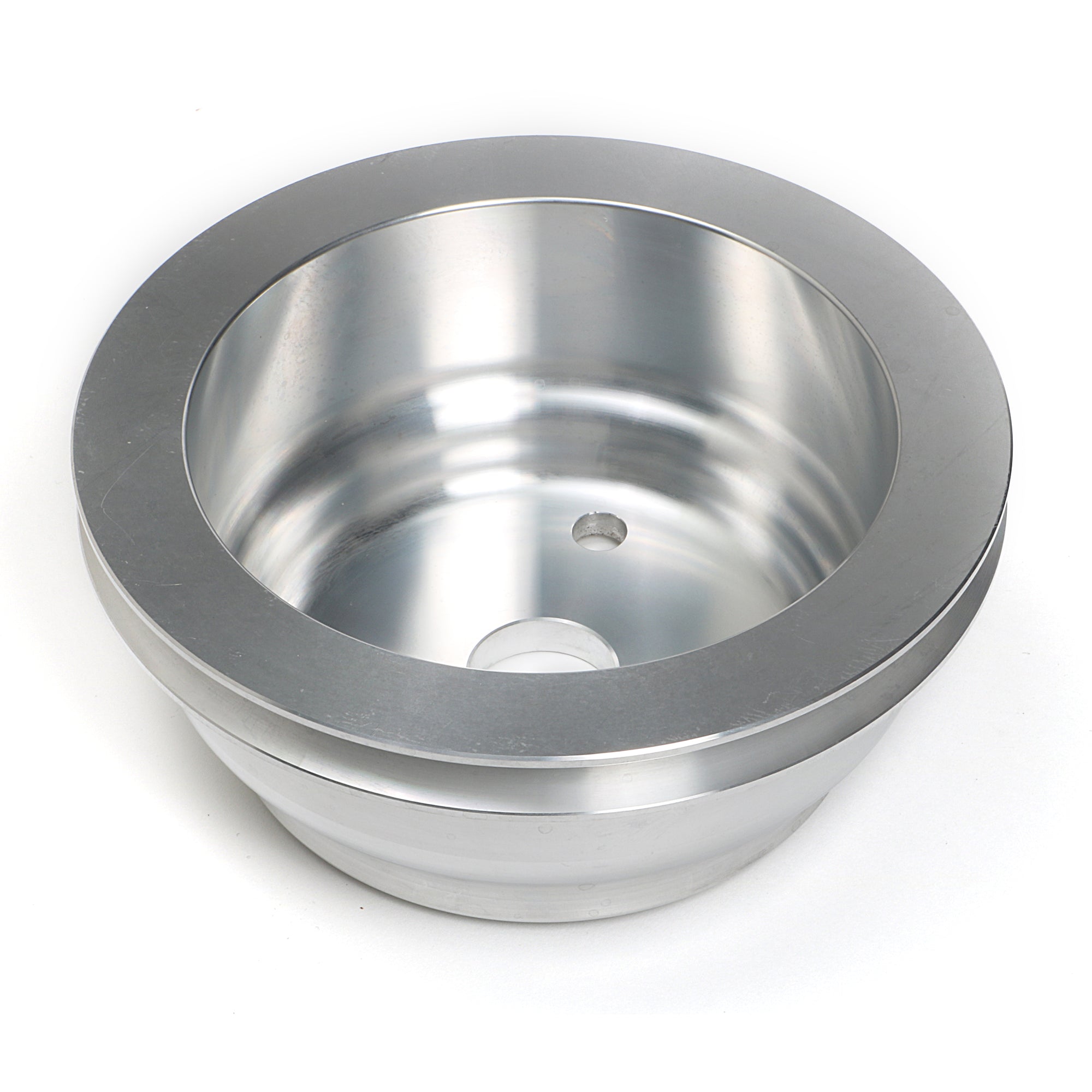 Trans-Dapt V-Belt 1 Groove Crankshaft Pulley - 6.563 in Diameter - Machined Aluminum - Long Water Pump - Small Block Chevy