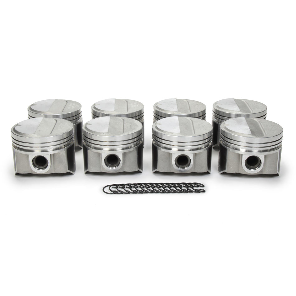 Speed Pro Forged Piston Set - 4.350" Bore - 1/16 x 1/16 x 3/16" Ring Grooves - Plus 12.1 cc - Coated Skirt - Mopar RB-Series (Set of 8)