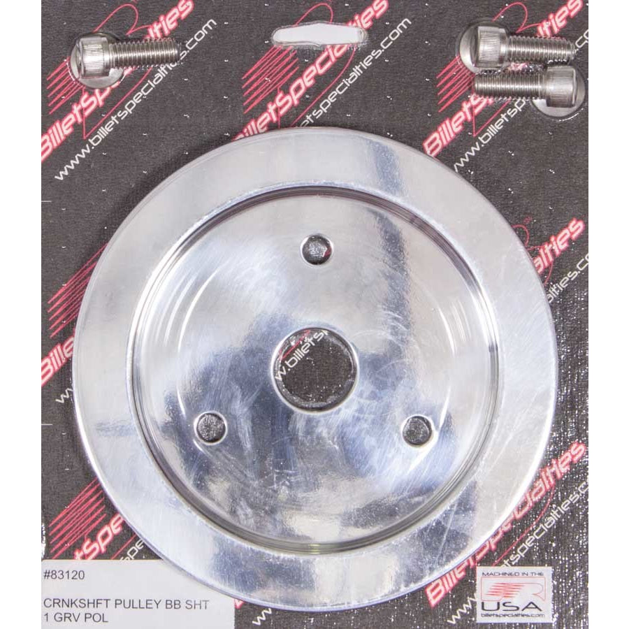 Billet Specialties Polished BB Chevy Single Groove Crankshaft Pulley - BB Chevy - Short Water Pump