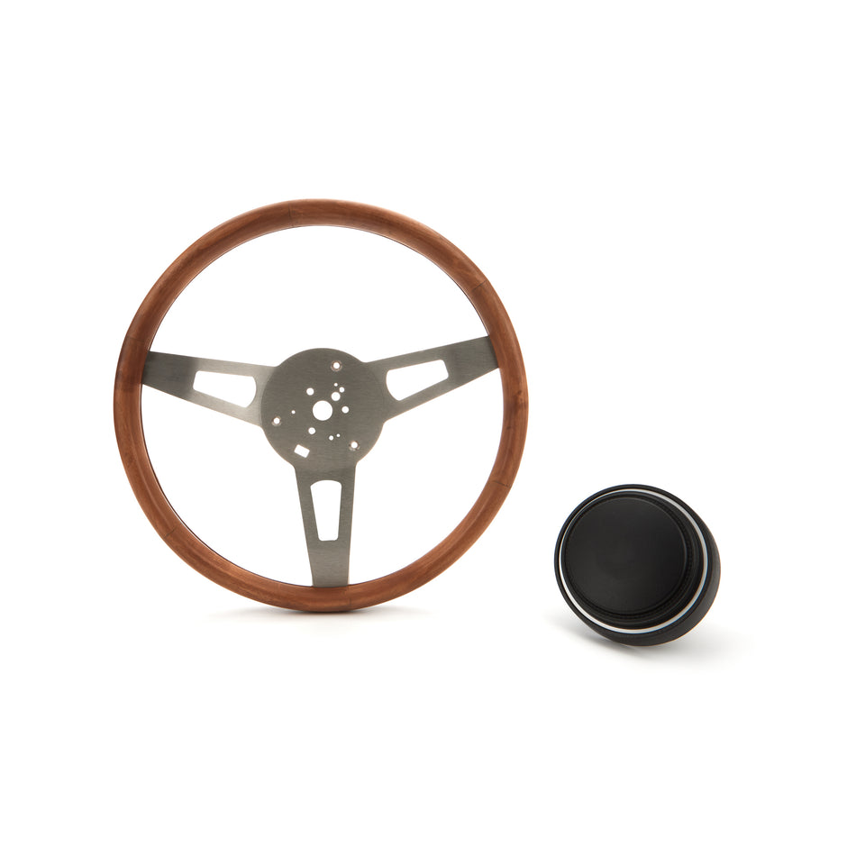 Grant Classic Nostalgia Steering Wheel - 15 in Diameter - 1.75 in Dish - 3-Spoke - Wood Grip - Satin