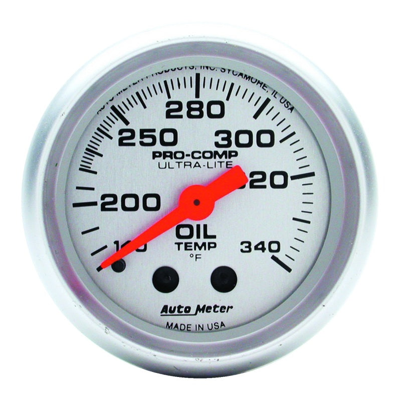 Auto Meter Mini Ultra-Lite Oil Tank Temperature Gauge - 2-1/16" - 140-340