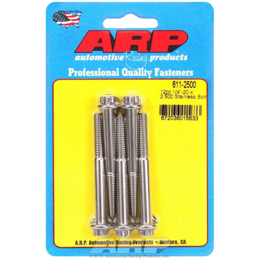 ARP Stainless Steel Bolt Kit - 12 Point (5) 1/4-20 x 2.500