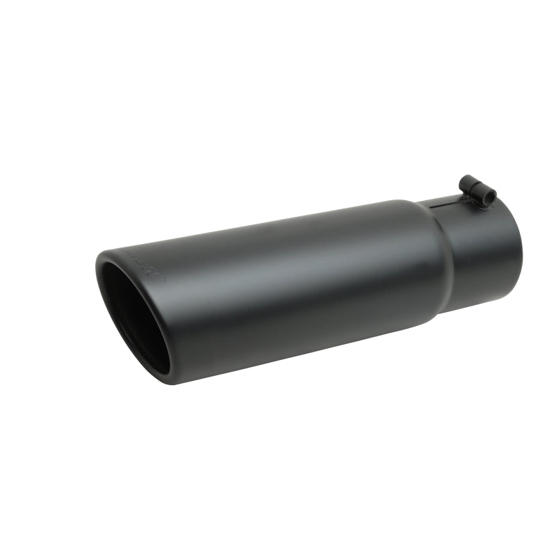 Gibson Clamp-On Exhaust Tip - 2-3/4 in Inlet - 4 in Round Outlet - 12 in Long - Single Wall - Rolled Edge - Angled Cut