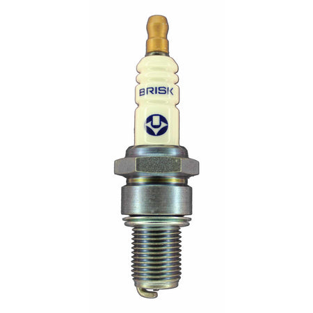 Brisk Silver Racing Spark Plug - 14 mm Thread - 19 mm R - Heat Range 12 - Gasket Seat - Resistor LR12SL