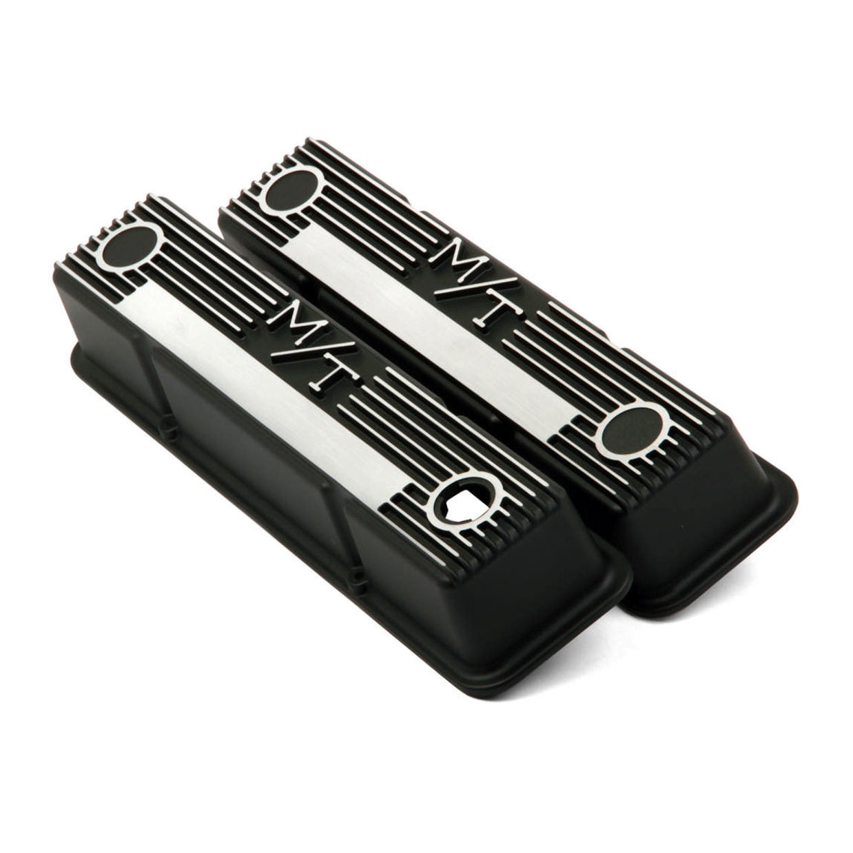 Holley M/T Tall Valve Cover - M/T Logo - Black Wrinkle Paint - Small Block Chevy - Pair