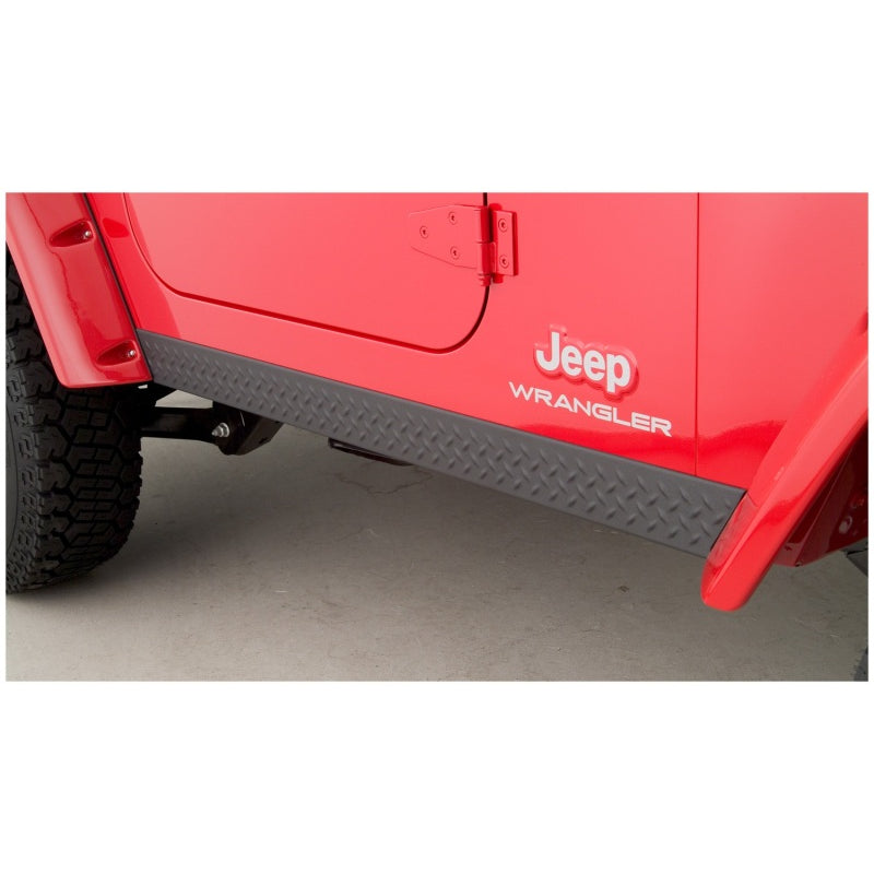 Bushwacker Trail Armor Rocker Panel Guard - Stick-On Plastic Black - Jeep Wrangler TJ 1997-2006