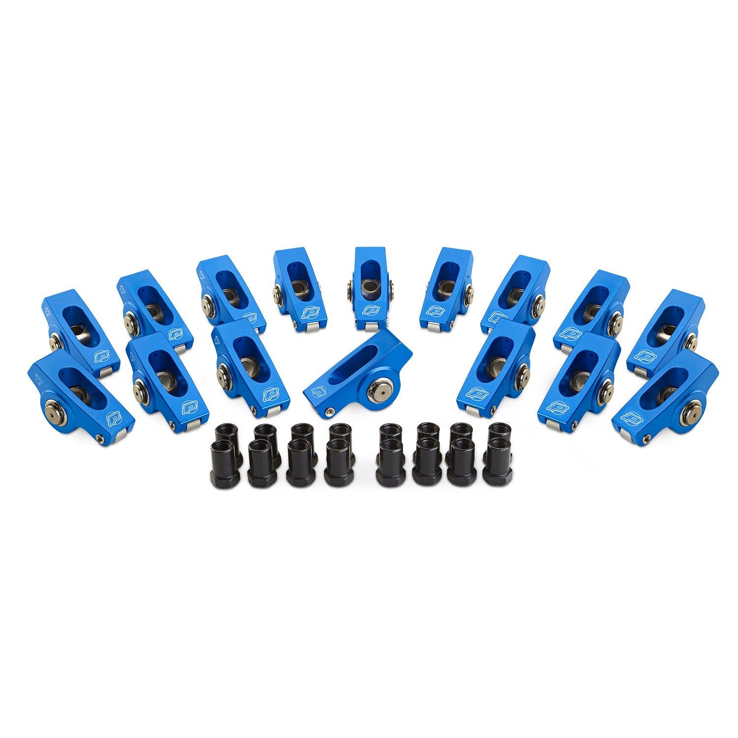 Proform Full Roller Rocker Arm - 3/8 in Stud Mount - 1.60 Ratio - Blue Anodized - Small Block Chevy - Set of 16