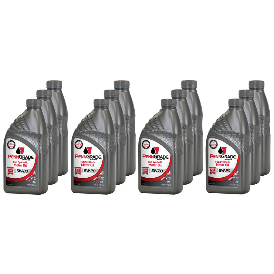PennGrade Full Synthetic Motor Oil - 5W20 - Synthetic - 1 qt Bottle - (Set of 12)