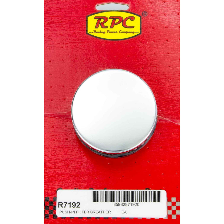 Racing Power Co-Packaged Chrome Push In Breather w/o Shield 2in Tall Each