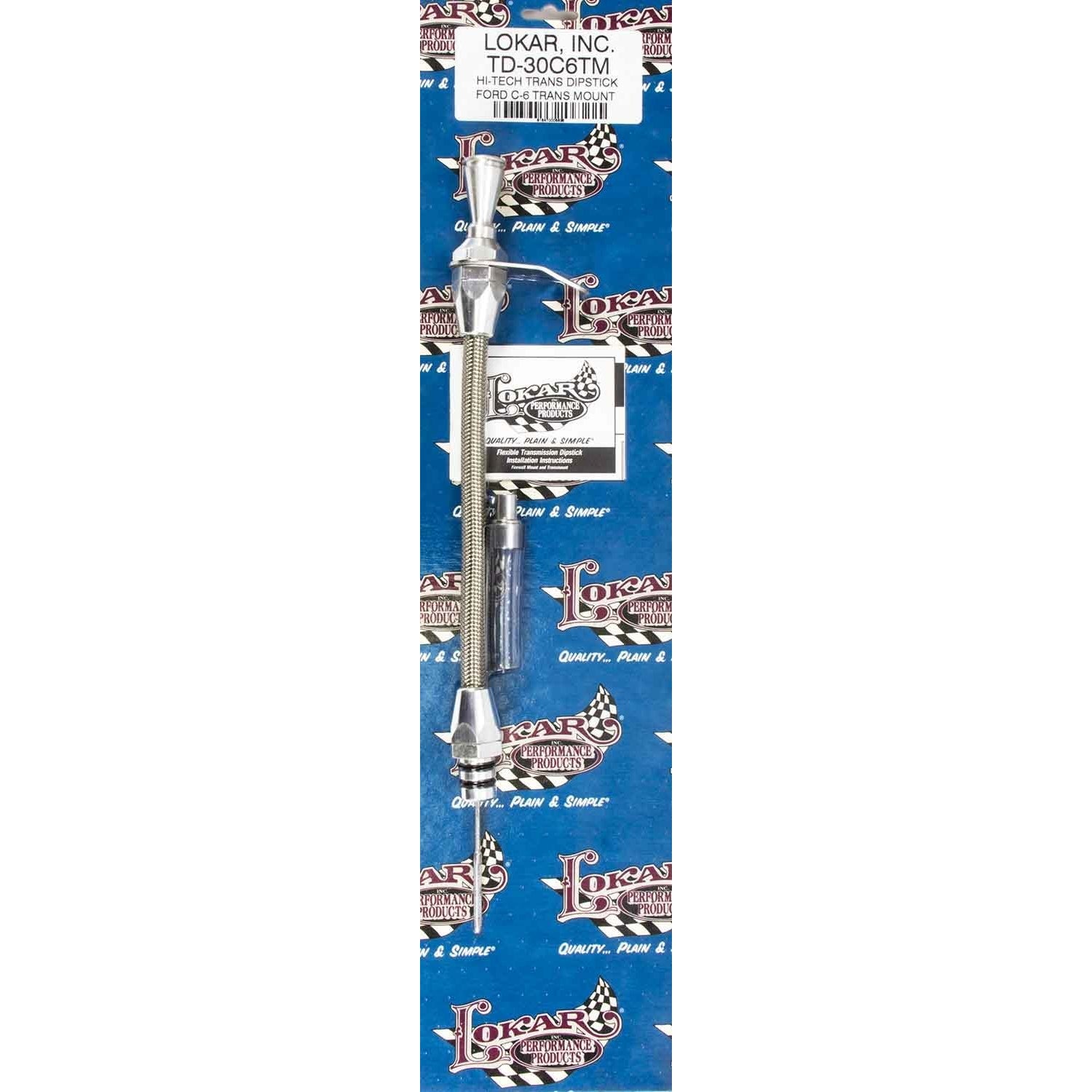 Lokar Hi-Tech Transmission Dipstick - Transmission Mount - Flexible - Braided Stainless Housing - C6