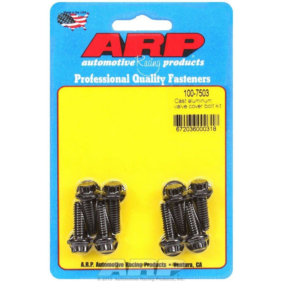 ARP Black Oxide Valve Cover Bolt Kit - For Cast Aluminum Covers - 1/4"- 20 - .812" Under Head Length - 12-Point (8 Pieces)