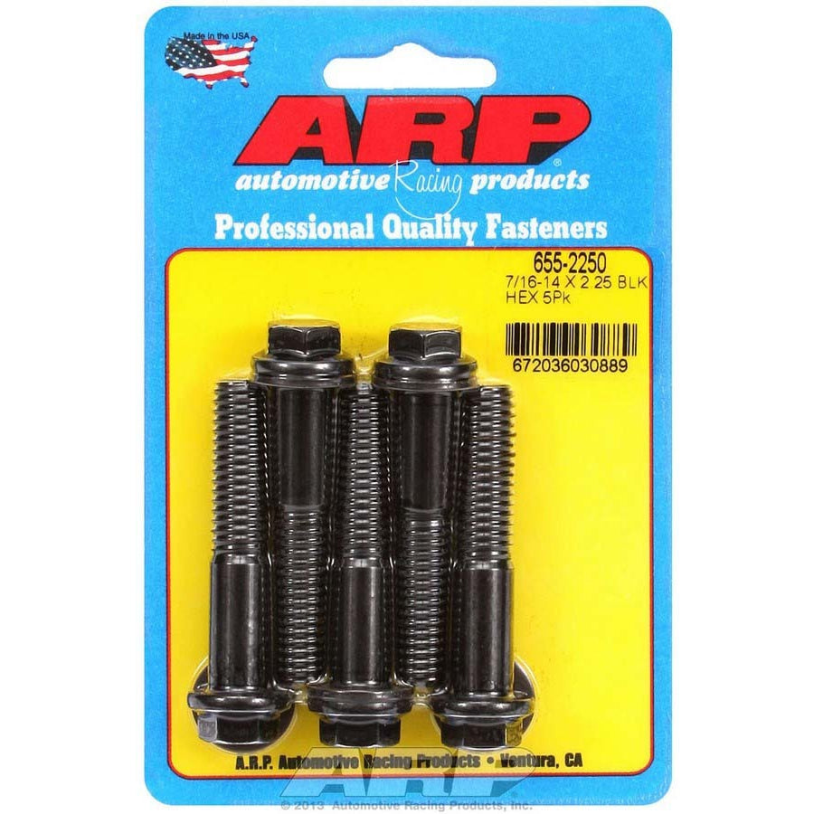 ARP Bolt - 2.250" Long - Hex Head - Chromoly - Black Oxide - Universal - (Set of 5)