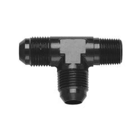 Fragola Adapter Tee Fitting - 4 AN Male x 1/8" NPT Male x 4 AN Male - Aluminum - Black