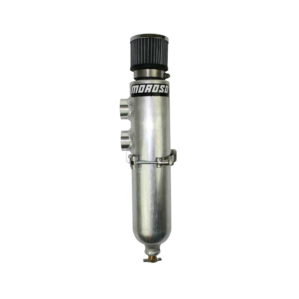 Moroso Breather Tank - 3 in Diameter x 17 in Tall - Dual 16 AN Female Inlet - Petcock Drain