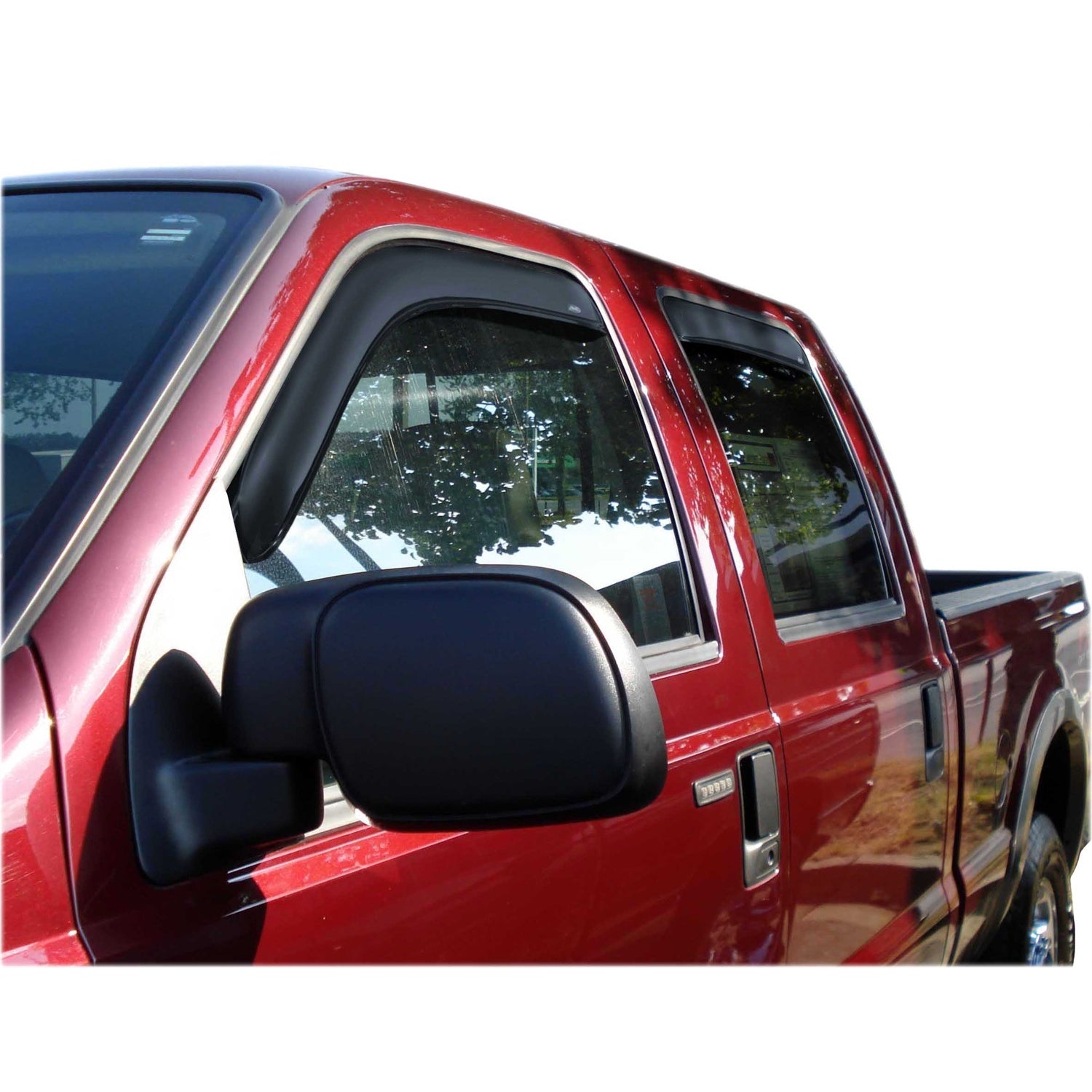 Auto Ventshade Front / Rear In-Channel Ventvisor - Stick-On - Dark Smoke - Crew Cab - Ford Fullsize Truck 1999-2014