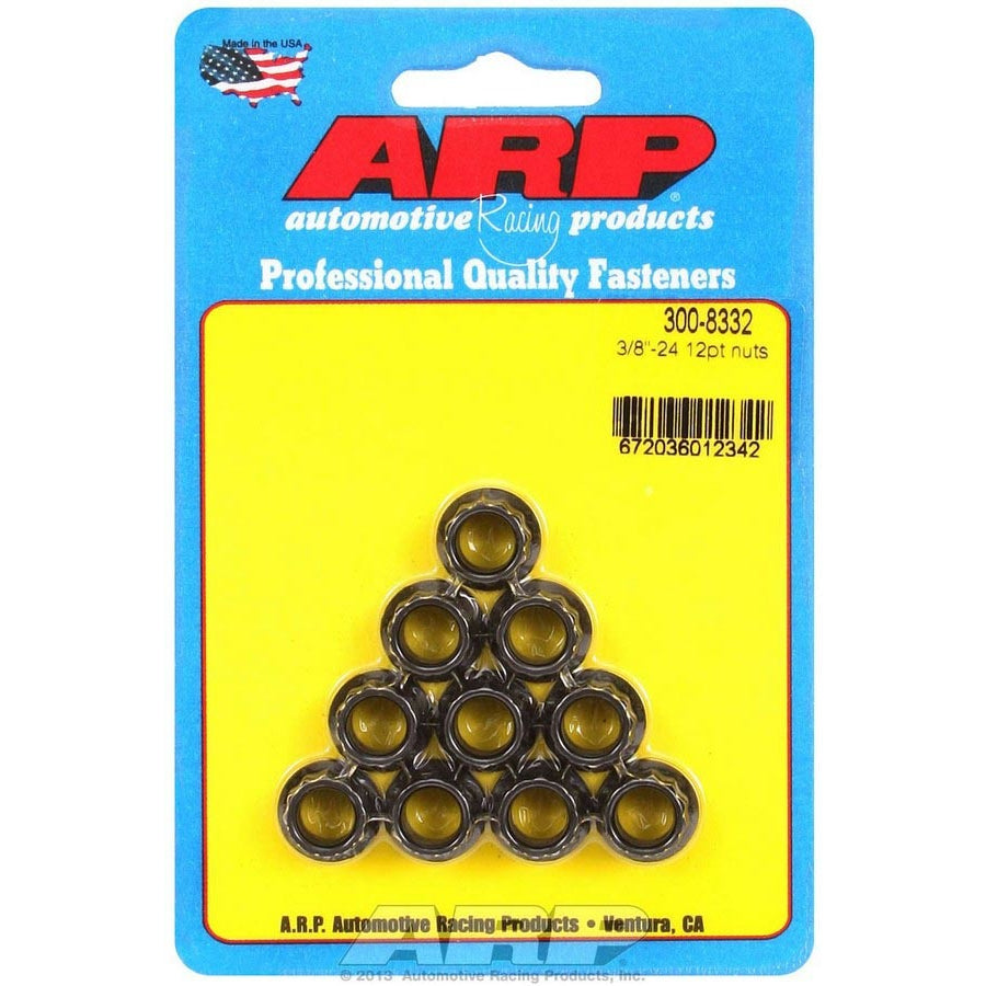 ARP Replacement Nuts - 3/8"- 24 Thread, 7/16" 12 Pt. Socket Size - (10 Pack)