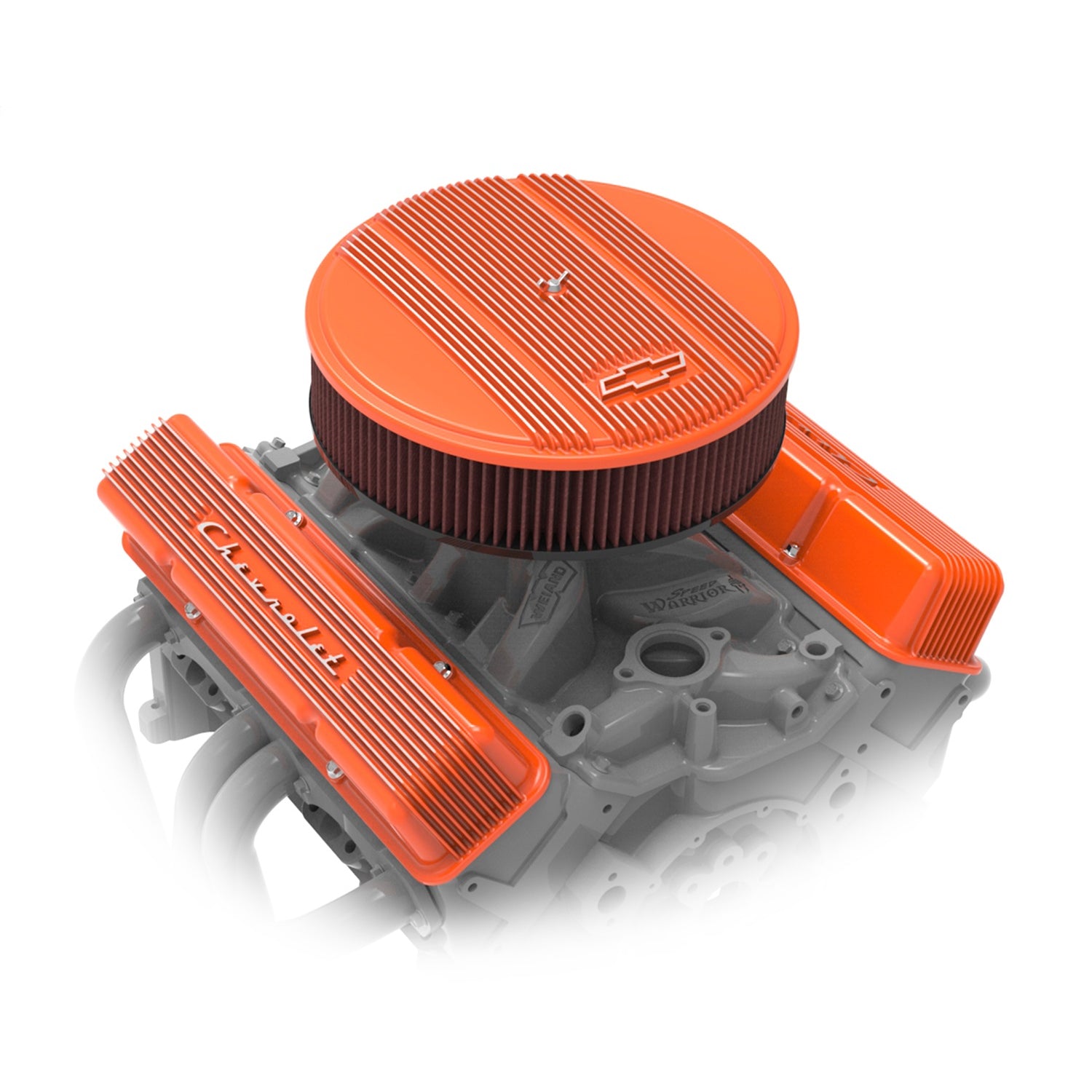 Holley 14" x 3" Air Cleaner Kit Holley GM Finned "Bowtie" Fact. Orange Finish w/Premium Filter