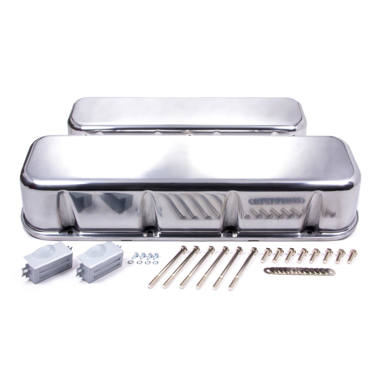 Racing Power Tall Valve Covers Baffled Hardware Aluminum - Polished