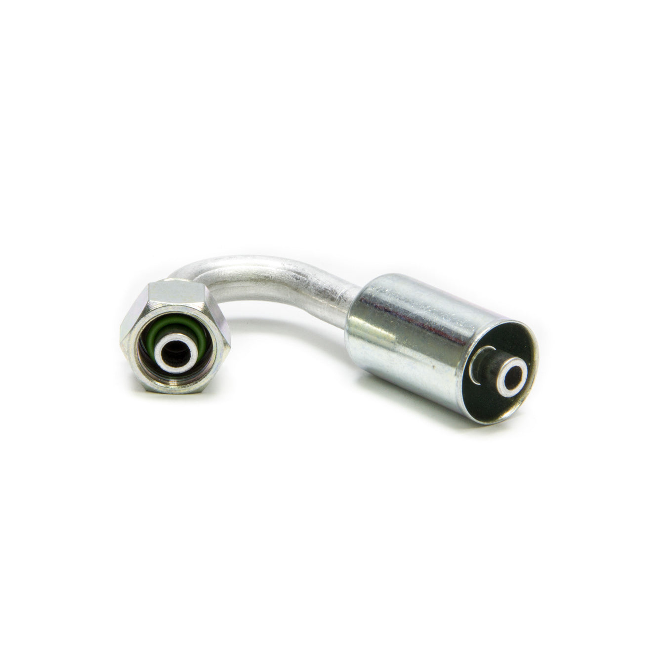 Vintage Air Hose End Fitting 135 Degree 6 AN Hose Crimp to 6 AN Female O-Ring - Aluminum/Steel