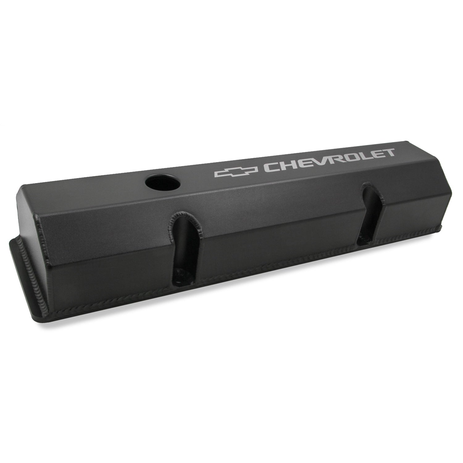 Holley GM Track Series Tall Valve Cover - Chevy Bowtie - Fabricated - Black Powder Coat - Small Block Chevy - Pair