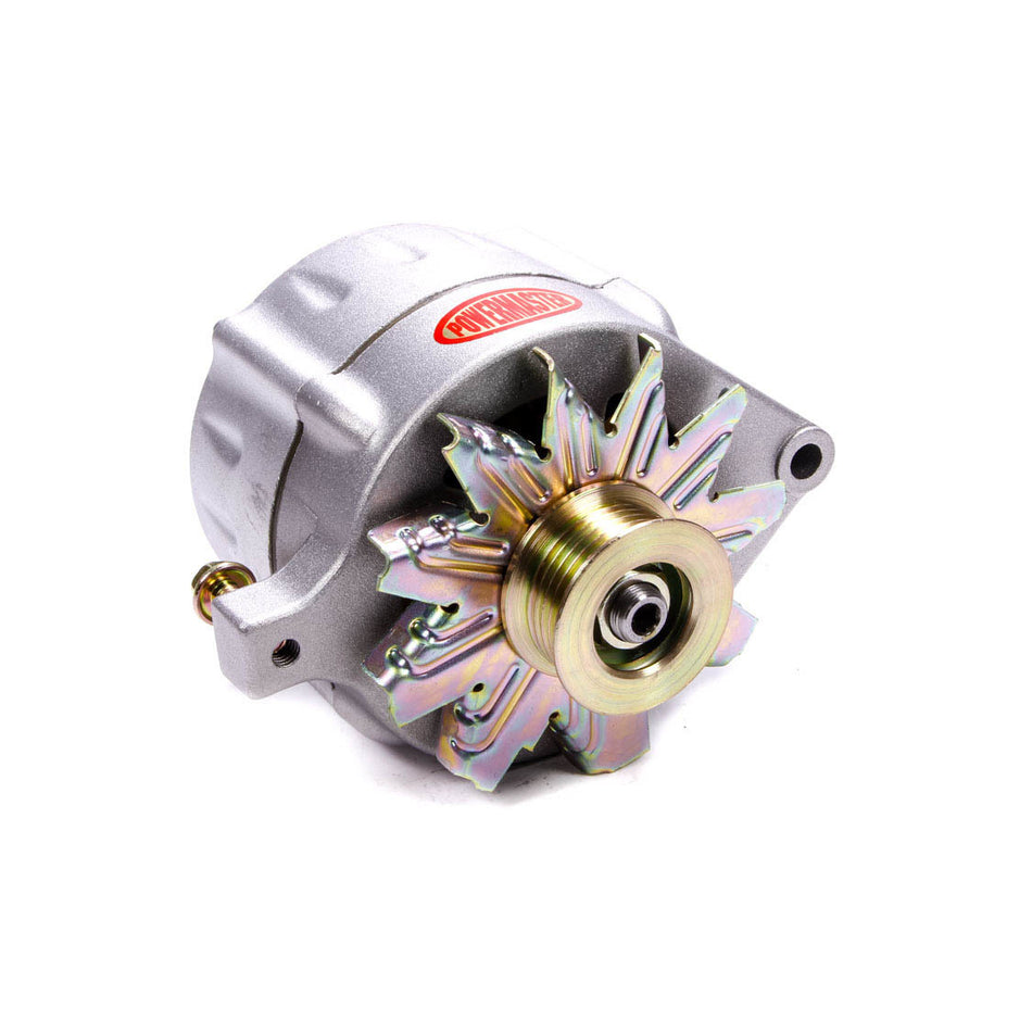 Powermaster Ford Style Race Smooth Alternator - 100 amps - 12V - 1-Wire - 6-Rib Serpentine Pulley - Aluminum Case - Ford