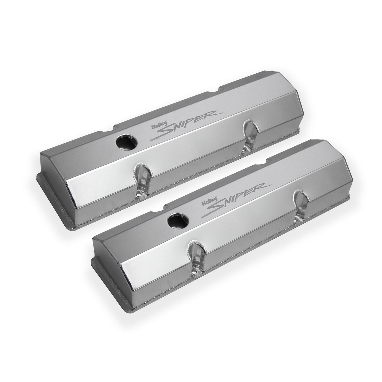Sniper Fabricated Aluminum Valve Cover - Chevy Small Block - Natural Finish