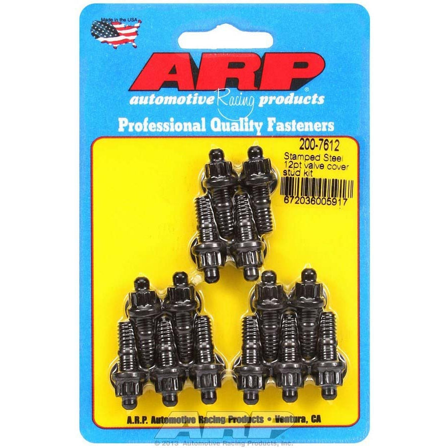 ARP Valve Cover Stud Kit - For Stamped Steel Valve Covers - 1/4"-20 - 1.170" Under Head Length - 12-Point (14 Pieces)