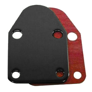 Racing Power Fuel Pump Blockoff - Steel - Black Paint - Small Block Chevy