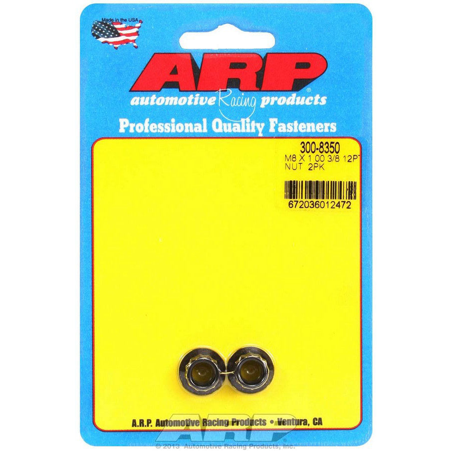 ARP 8 mm x 1.00 Thread Nut 10 mm 12 Point Head Chromoly Black Oxide - Universal