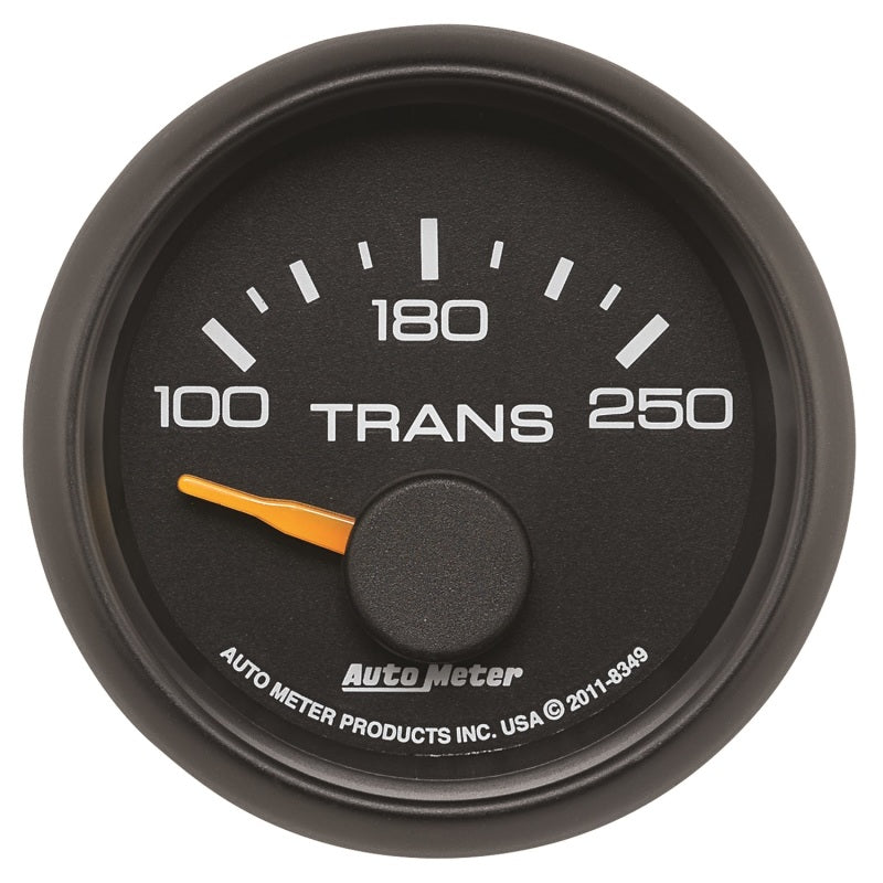 Auto Meter GM Factory Match 100-250 Degree F Transmission Temperature Gauge - Electric - Analog - Short Sweep - 2-1/16 in Diameter - Black Face