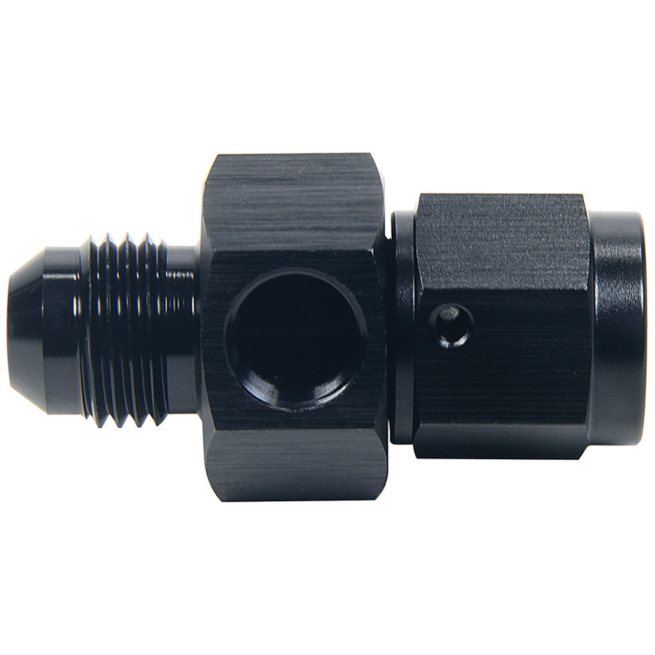 Allstar Performance Gauge Adapter - Straight - 6 AN Male to 6 AN Female - 1/8" NPT Gauge Port - Aluminum - Black Anodize