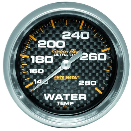 Auto Meter Carbon Fiber Water Temperature Gauge - 2-5/8" - 140-280 F