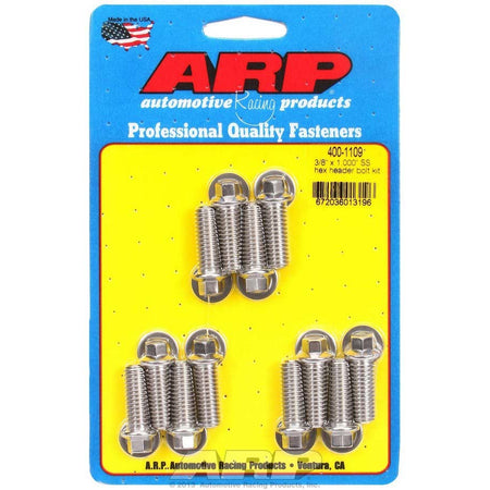 ARP Stainless Steel Header Bolt Kit - 3/8" x 1.00" Under Head Length (12 Pieces) - Hex