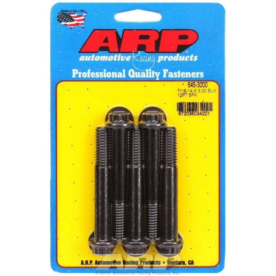 ARP Bolt - 3.000" Long - 1/2" 12 Point Head - Chromoly - Black Oxide - Universal - (Set of 5)