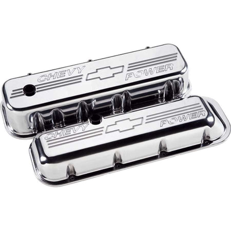 Billet Specialties BB Chevy Short Chevy Power Valve Covers - Stock Height - Polished - BB Chevy - (Set of 2)