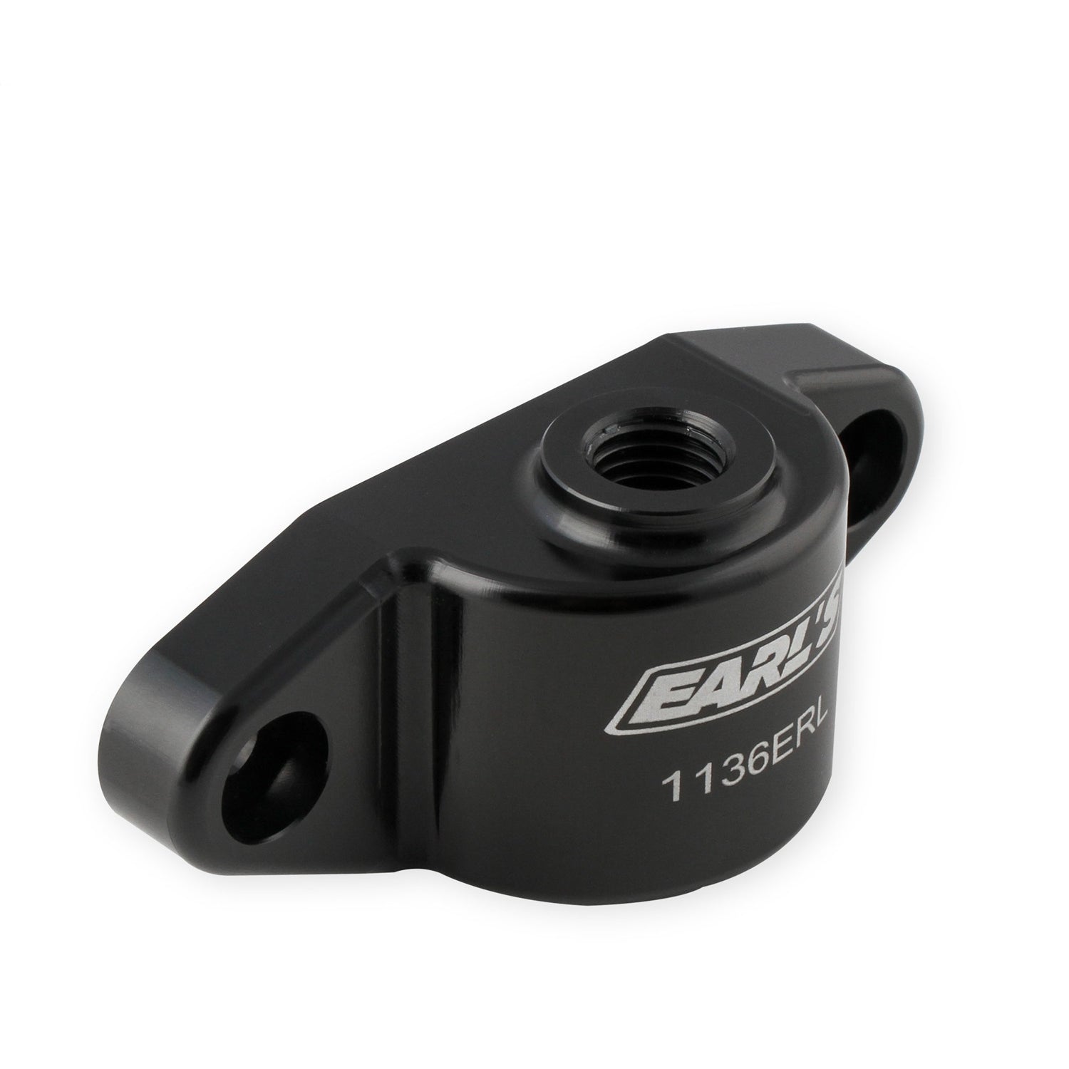 Earl's Bolt-On Oil Filter Blockoff Adapter - 1/8 in NPT Female Inlet - Black Anodized - GM GenV LT-Series 1136ERL