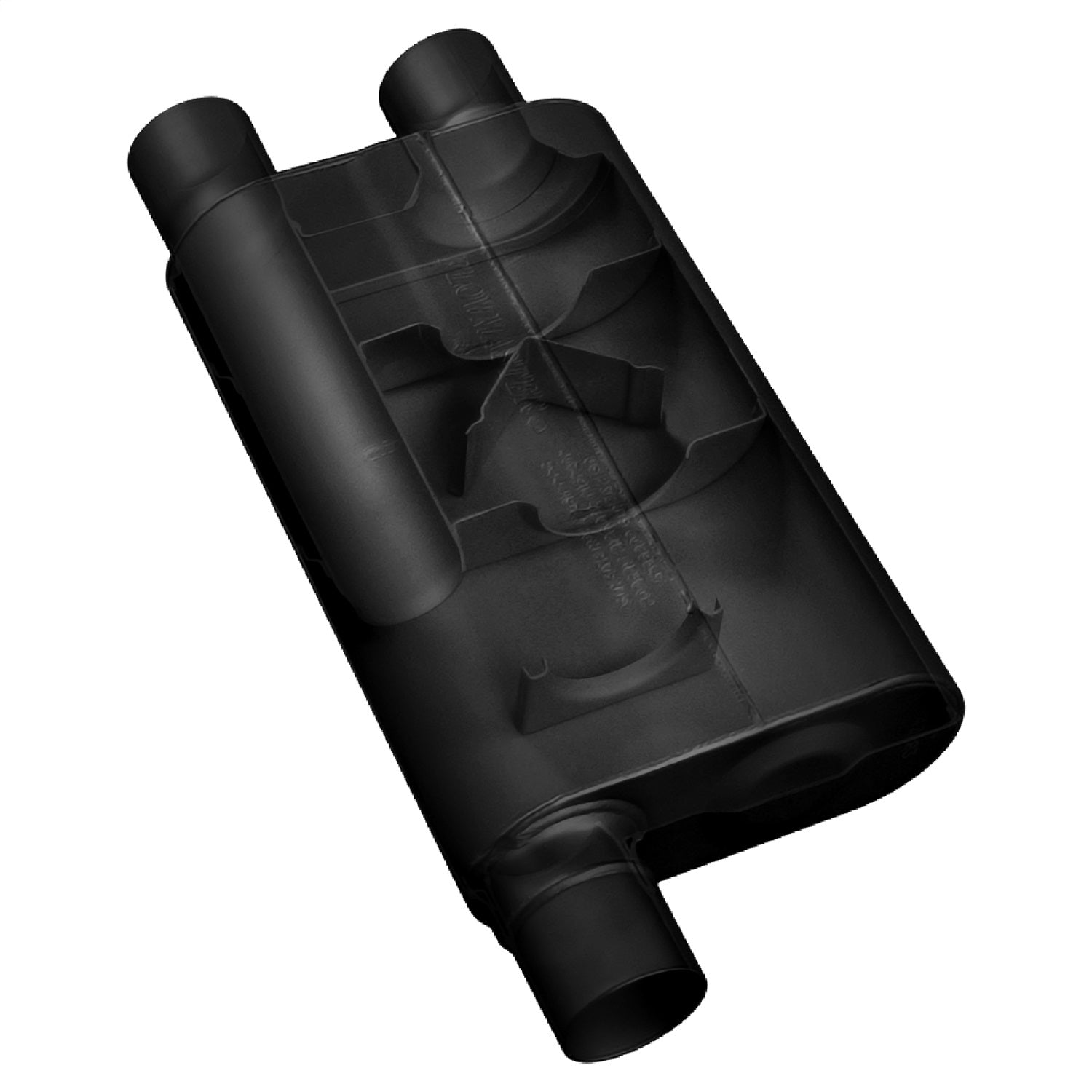 Flowmaster 80 Series Chambered Muffler 2-1/2" Offset Inlet Dual 2-1/2" Outlet 17 x 4 x 9-1/2" Oval Body - Steel