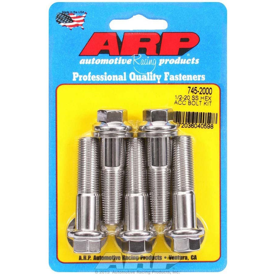 ARP Stainless Steel Bolt Kit - 6 Point (5) 1/2-20 x 2.000