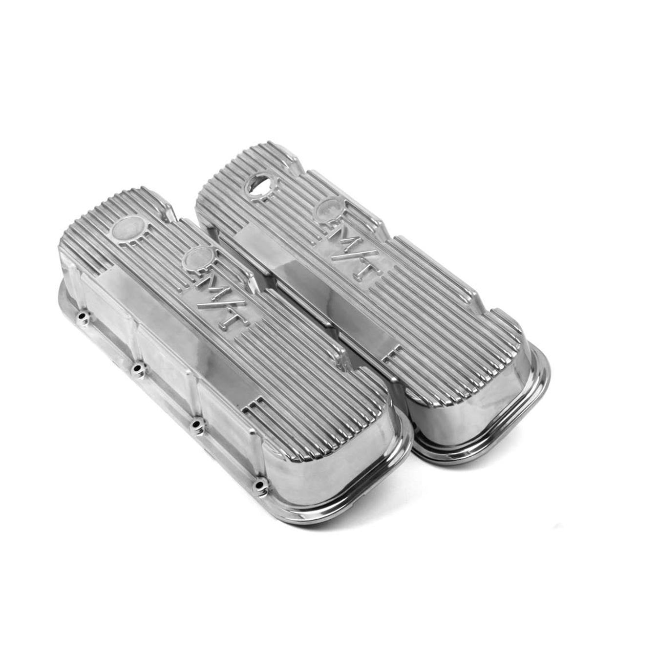 Holley M/T Short Valve Cover - M/T Logo - Polished Aluminum - Big Block Chevy - Pair