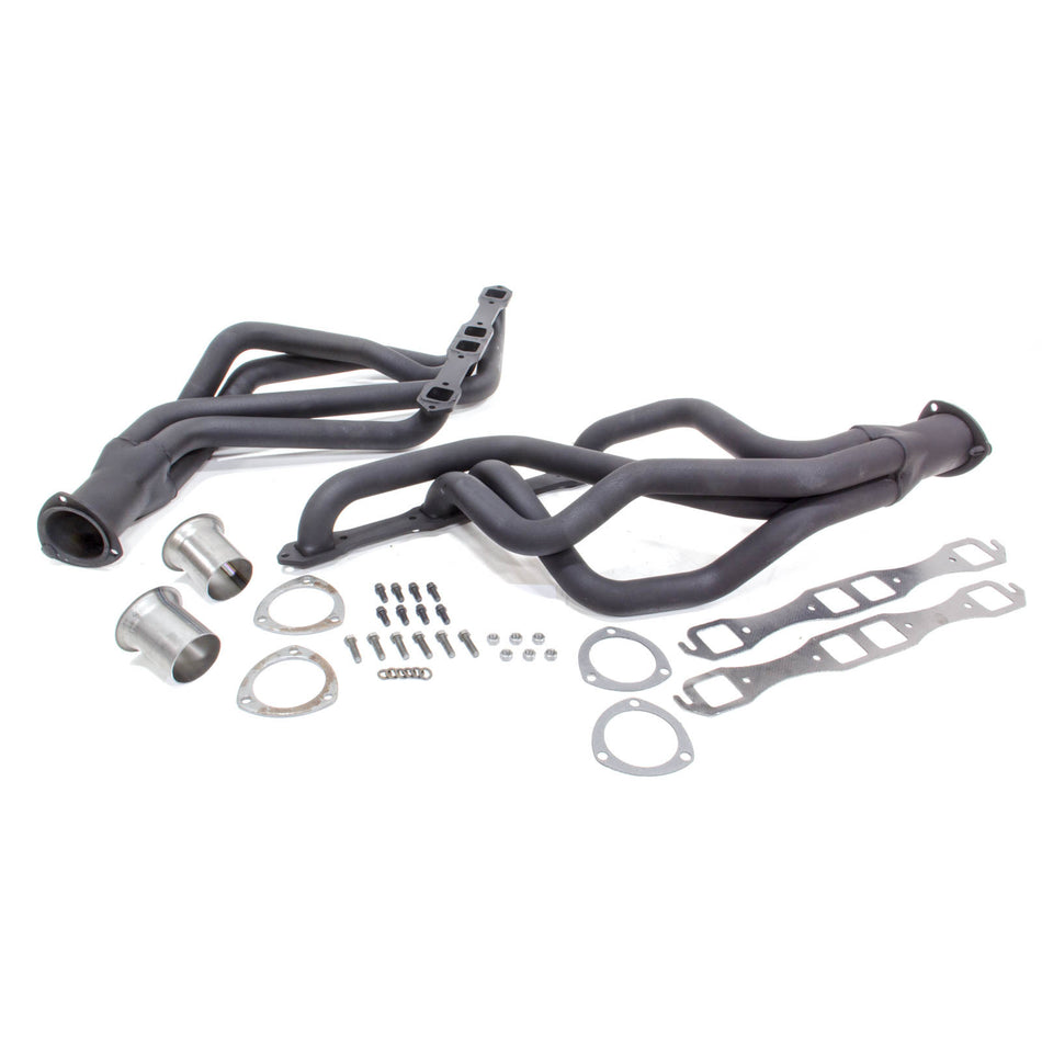 Flowtech Long Tube Headers - 1970-74 Barracuda/Challenger/1968-74 Road Runner/Charger - 383/440 - 1.75" - 3" Collector - Black Paint