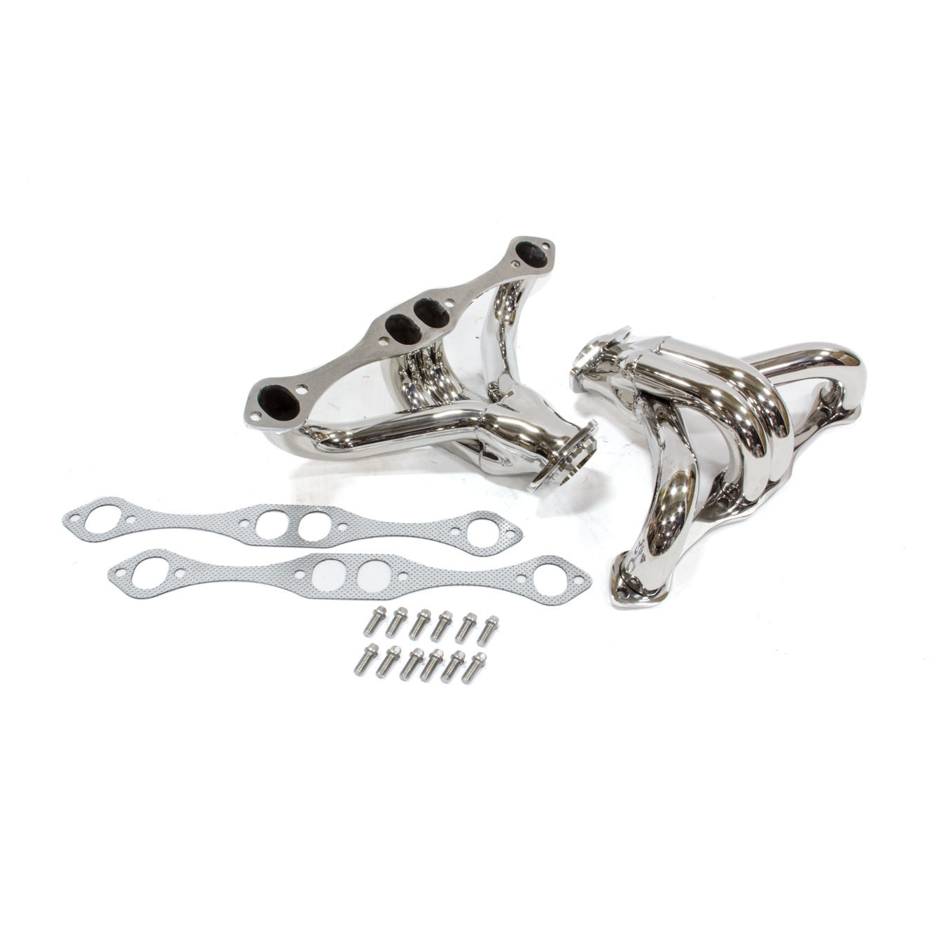Flowtech Block Hugger Header - SB Chevy w/ D-Port Heads - 1-5/8" - 2-1/2" Collector - Stainless Steel