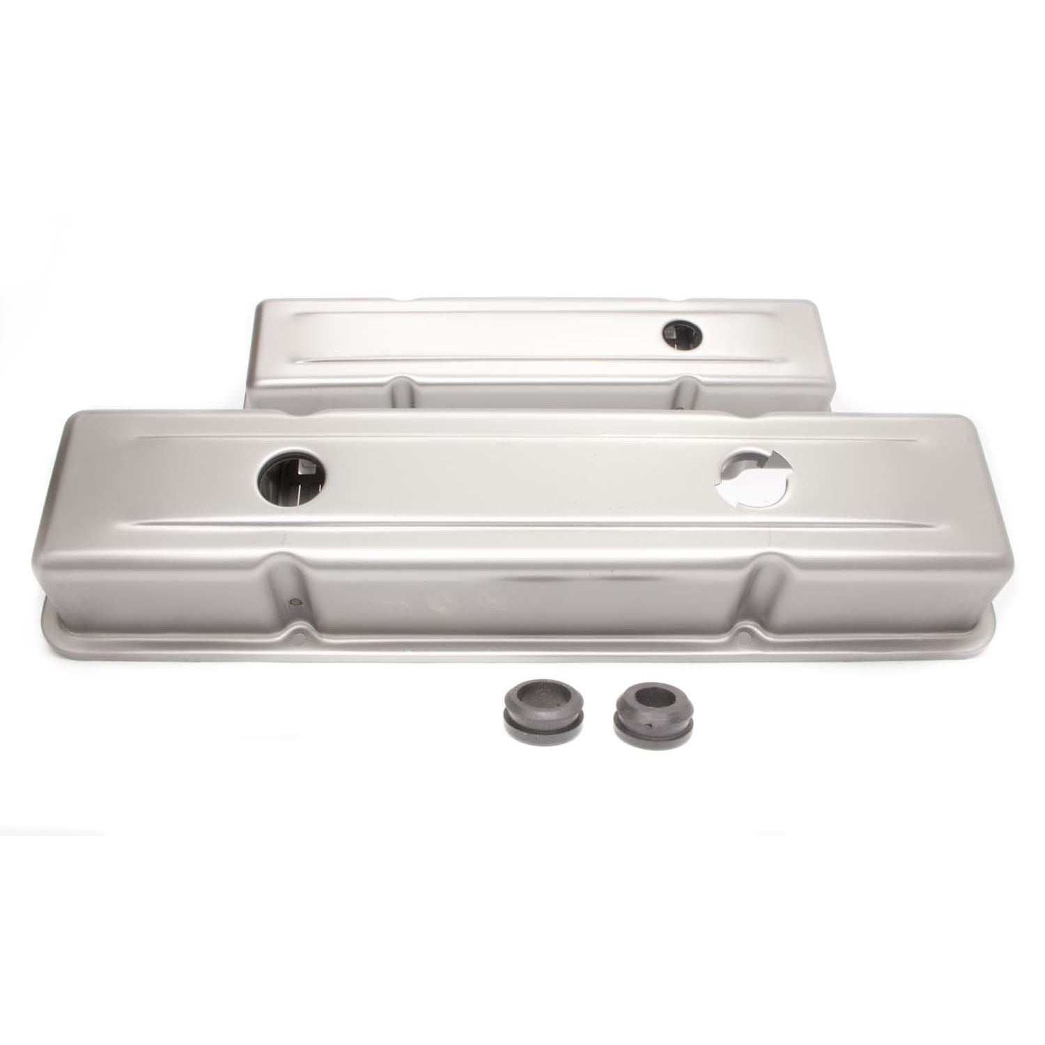 Racing Power Short Valve Cover - 2.625 in Height - Baffled - Breather Holes - Grommets Included - Small Block Chevy - Pair