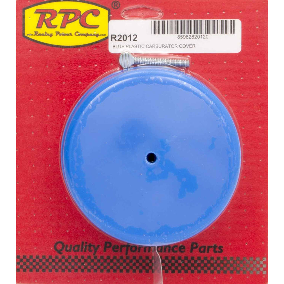 Racing Power Thumbscrew Included Carburetor Cover Plastic - Blue 5-1/8" Flange