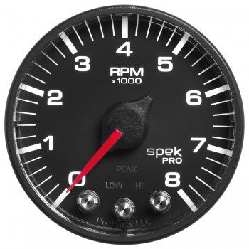 Auto Meter Spek Pro Tachometer 8,000 RPM Electric Analog - 2-1/16" Diameter