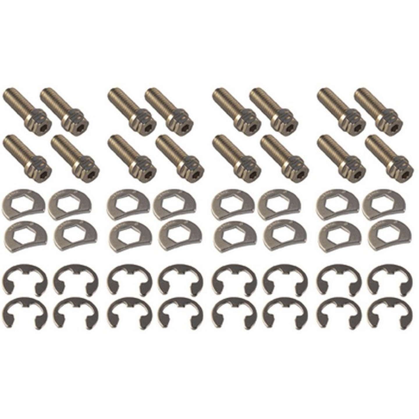 Stage 8 Locking Header Bolt Kit - 3/8"-16 x 1" Double Hex Head - Nickel Plated - Steel - SB Ford - Set of 16