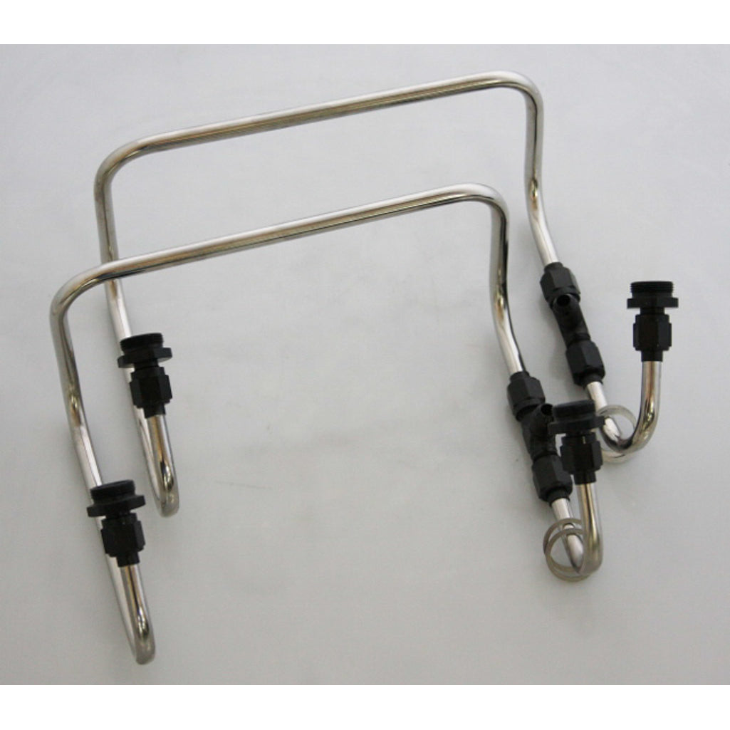 BLOWER DRIVE SERVICE 6 AN Single Male Inlet Carburetor Fuel Line 6 AN Dual Outlets Stainless Polished - Dual Dominator Carbs