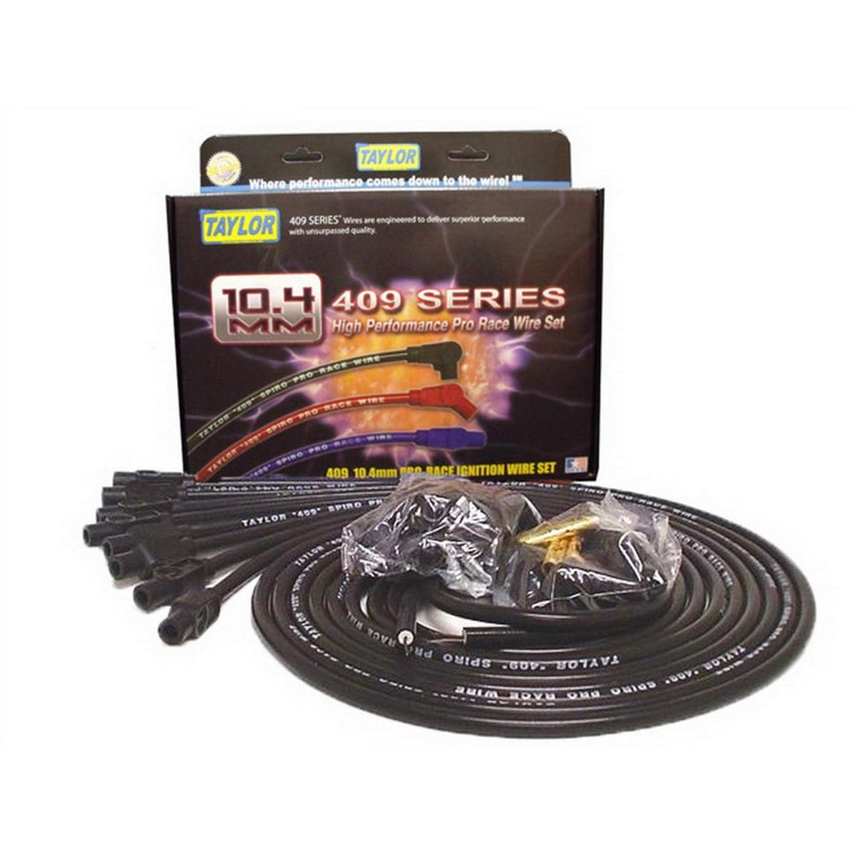 Taylor 409 Pro Race Spiral Core 10.4 mm Spark Plug Wire Set - Black