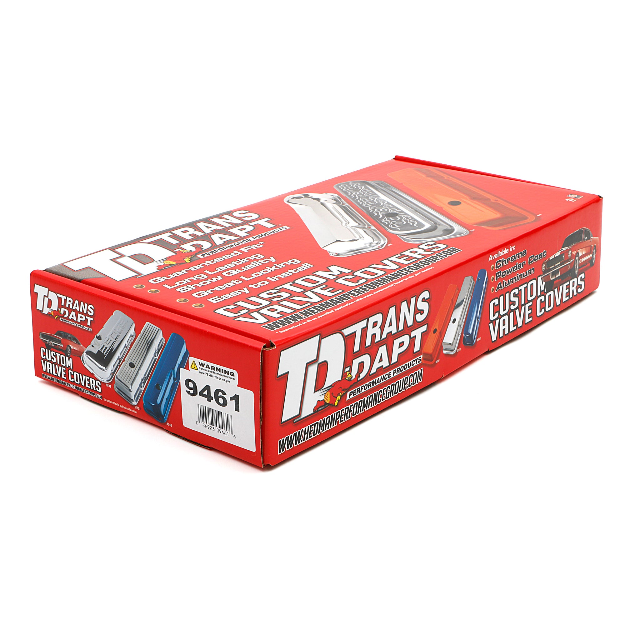 Trans-Dapt Valve Cover - Stock Height - Breather Holes - Chrome - Pontiac V8 - Pair